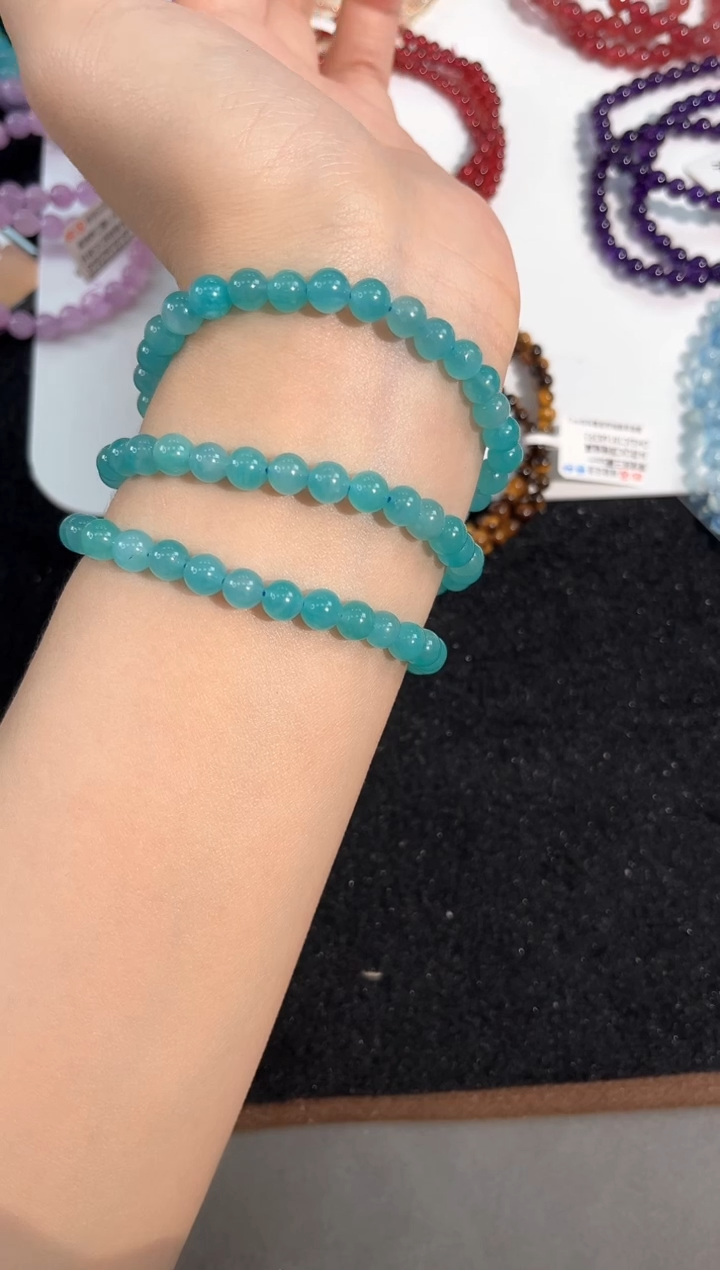 水晶手链未镶嵌1号天河石多圈6mm