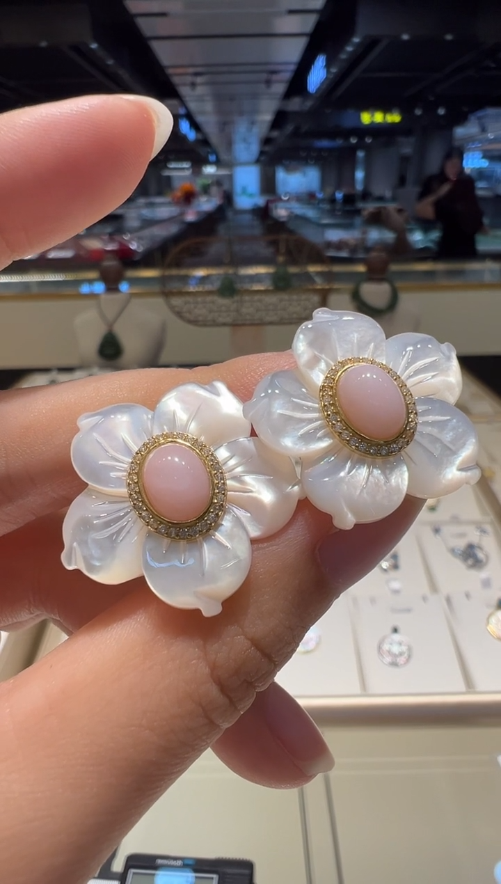 【闪购商品】耳饰贝壳（贝母）银S925镶嵌@@WSC10193BB-FAB