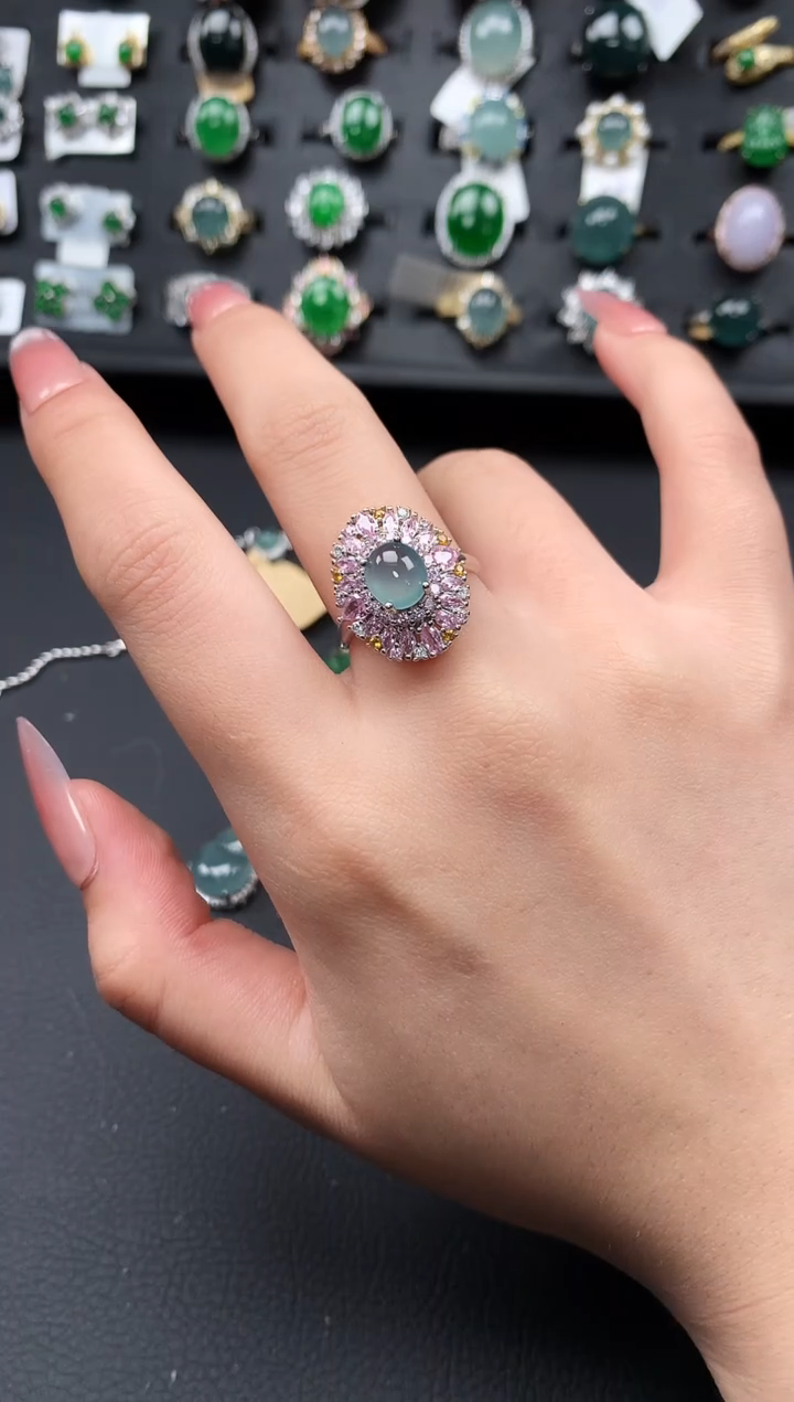 【闪购商品】翡翠戒指银S925镶嵌52141