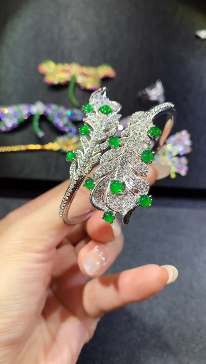 【闪购商品】翡翠手镯银S925镶嵌223-手镯