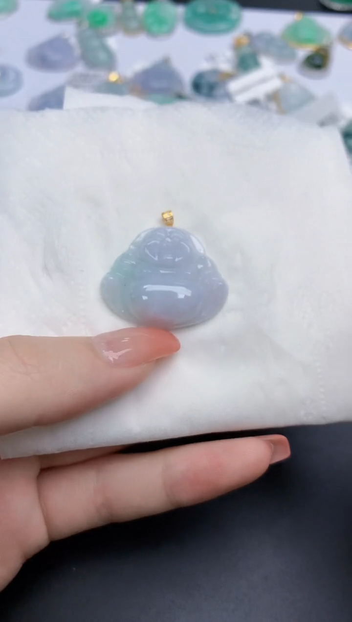 【闪购商品】翡翠颈饰18K金镶嵌天然缅甸翡翠A货