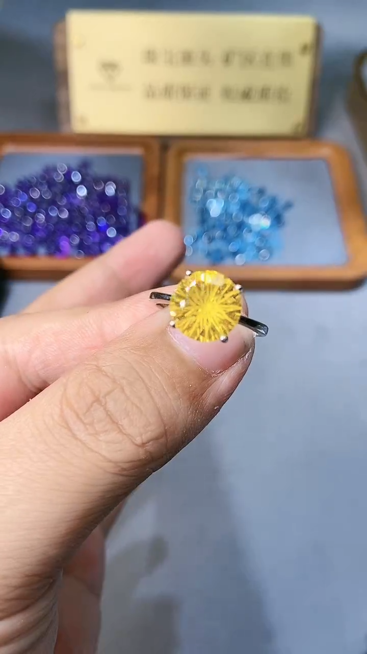 【闪购商品】黄晶戒指银S925镶嵌3545