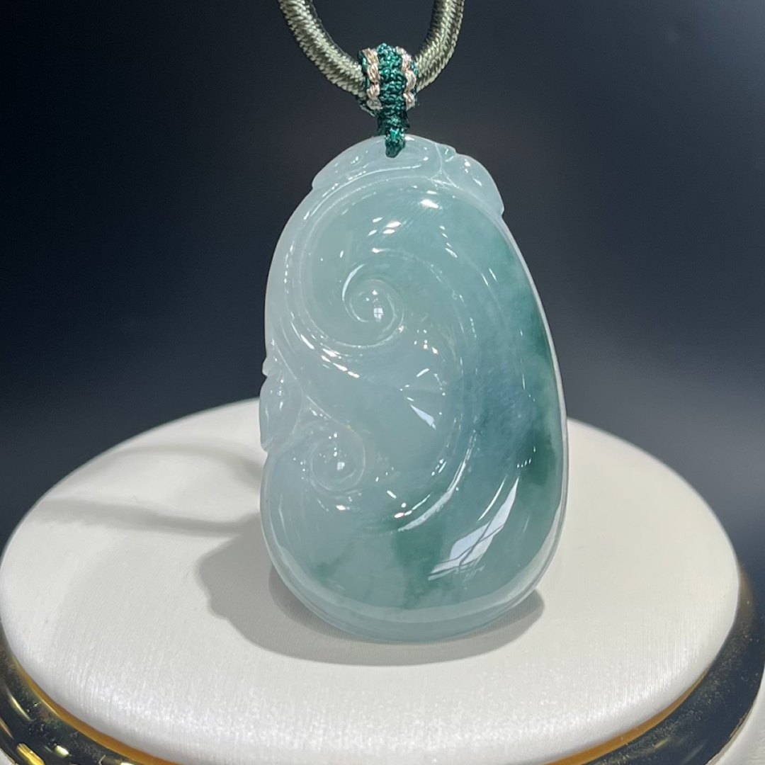 BAQIZHUBAO/八七珠宝天然翡翠LD飘绿花小如意 多样性发一件