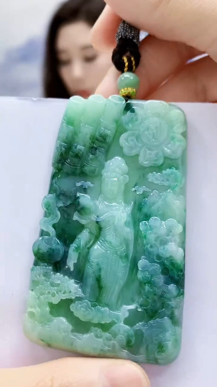 未镶嵌定制翡翠白***饭4829lr-毛货挂件57