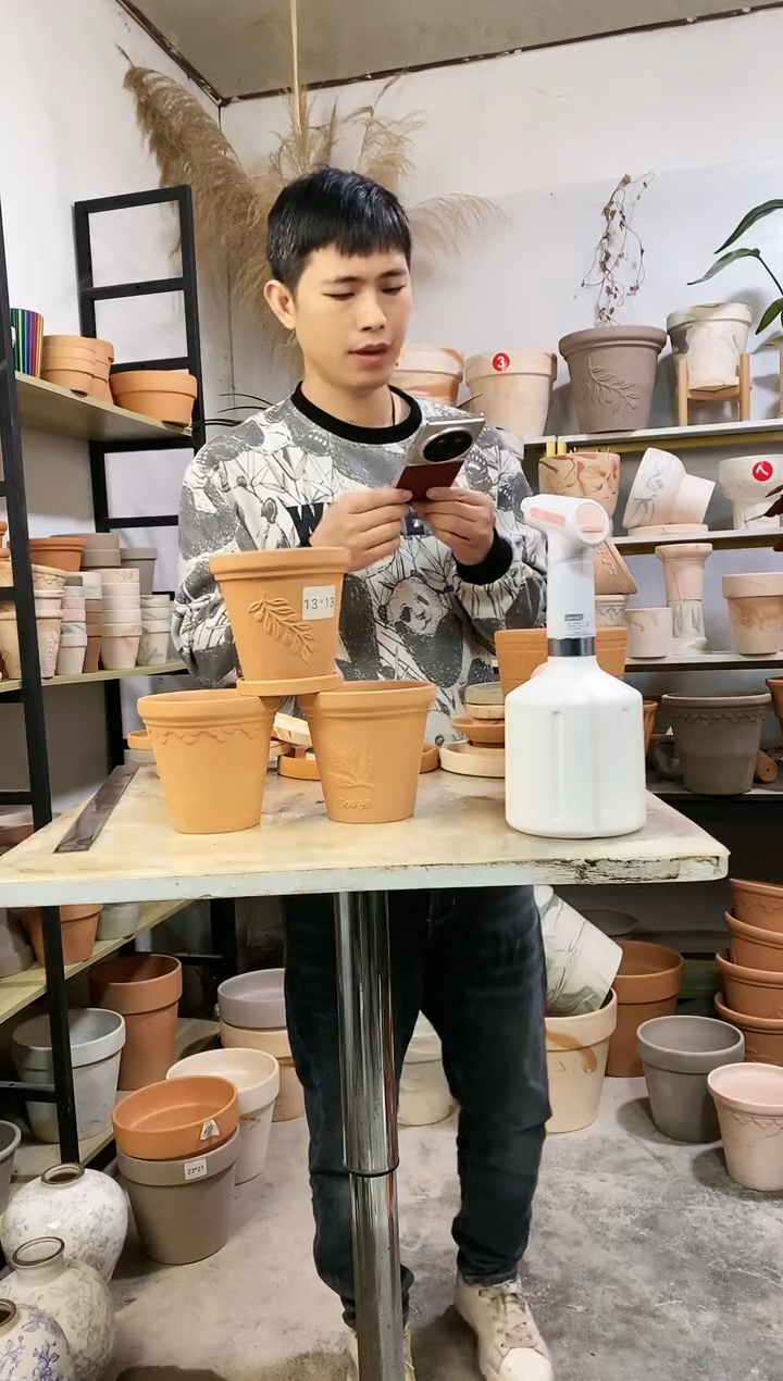 【闪购商品】红陶13*13红陶浮雕3图案 3盆3托