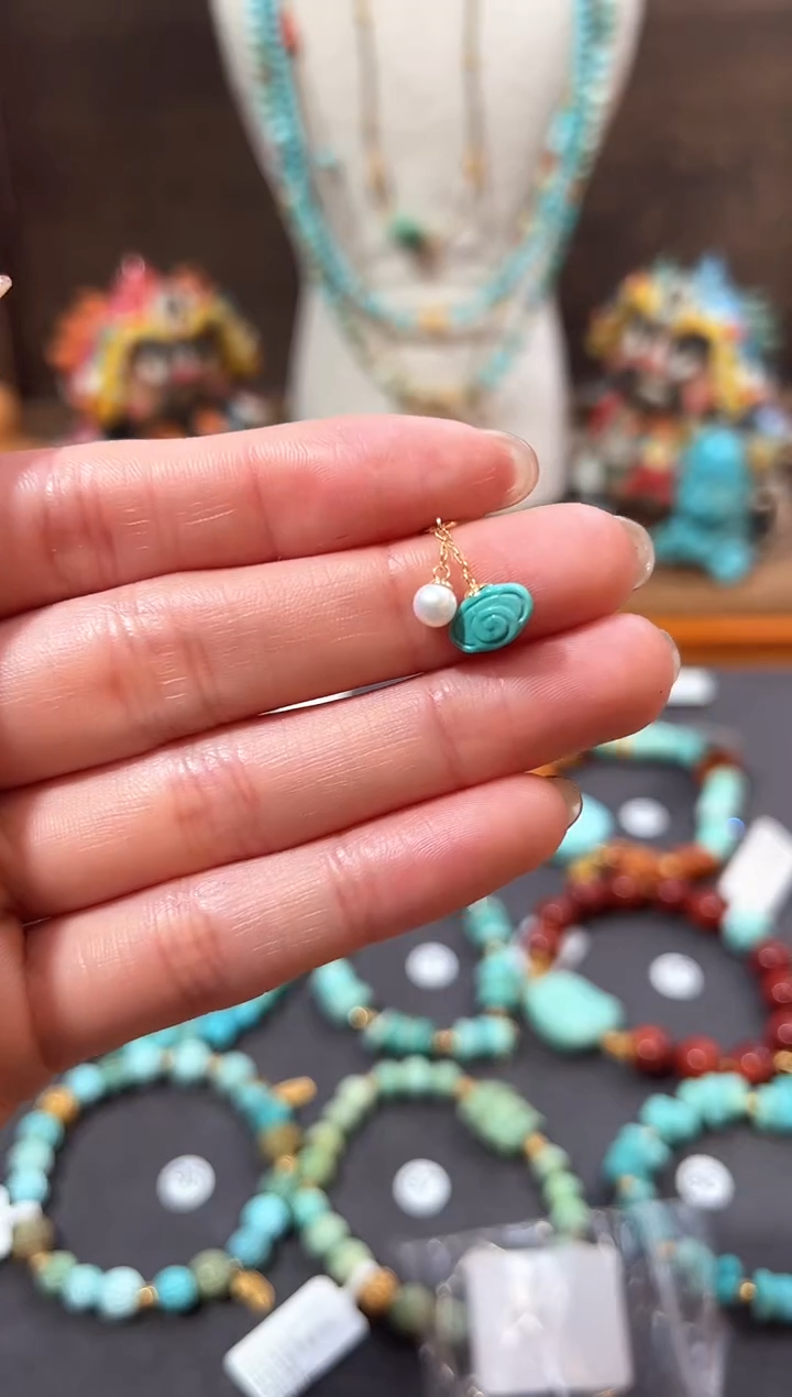 【闪购商品】绿松石提溜18K金镶嵌绿松石提溜