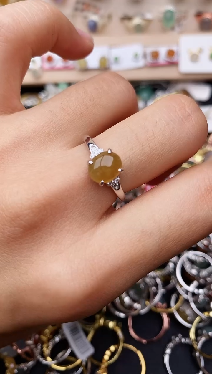 【闪购商品】翡翠戒指银S925镶嵌缅甸翡翠