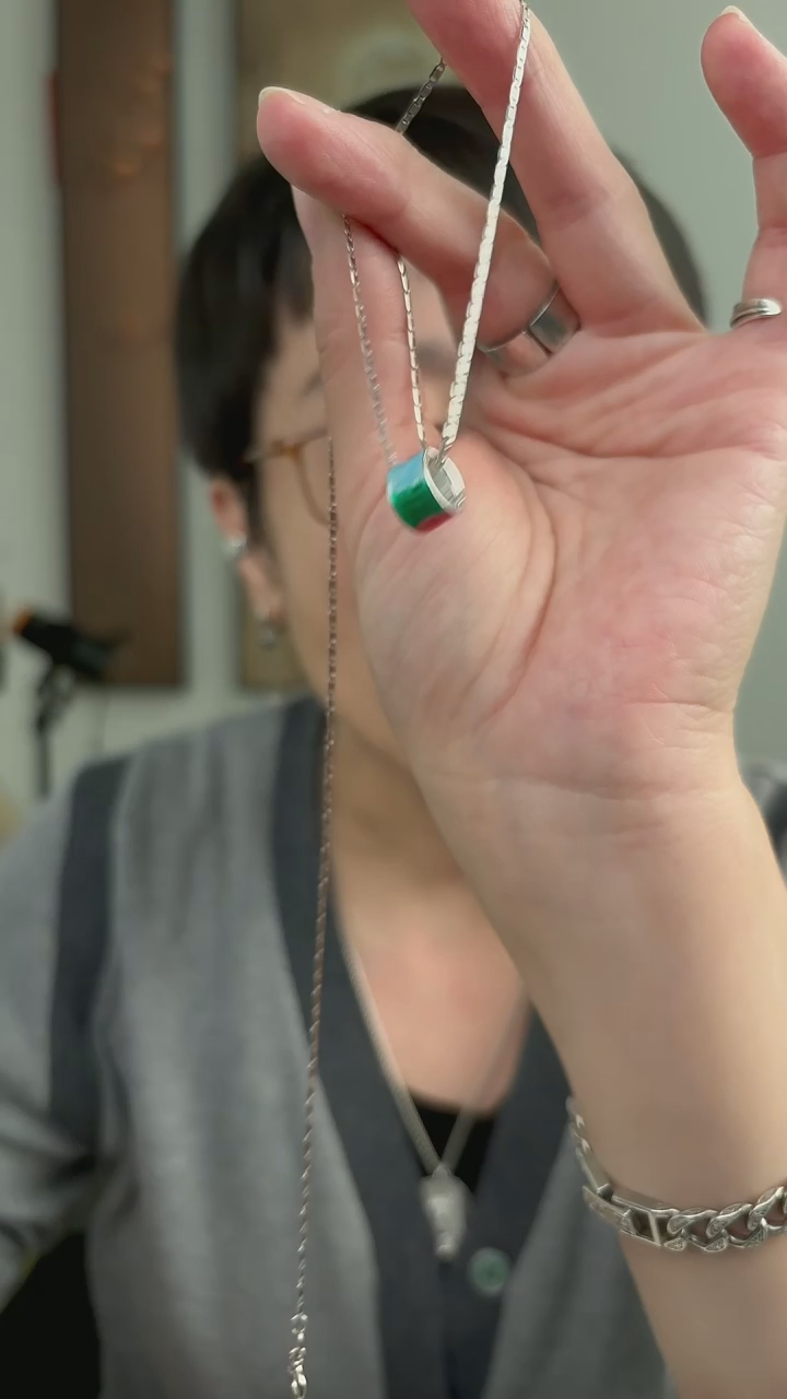 无吊坠925银彩色桶珠吊坠27