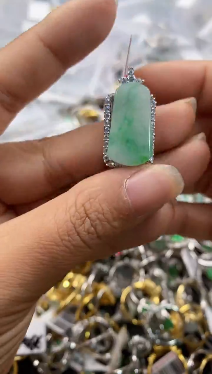 银S925镶嵌戒指翡翠3333---4