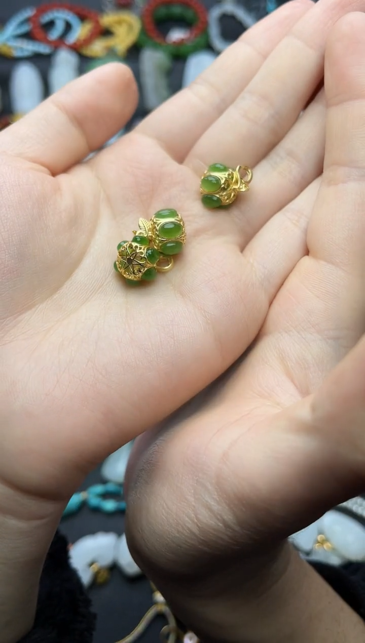 颈饰银S925镶嵌和田玉南瓜多样性拍一发一06