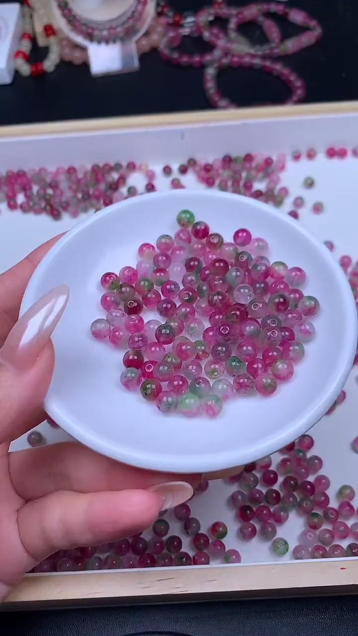 未镶嵌珠宝半成品碧玺西瓜碧玺Y459卡6MM30颗