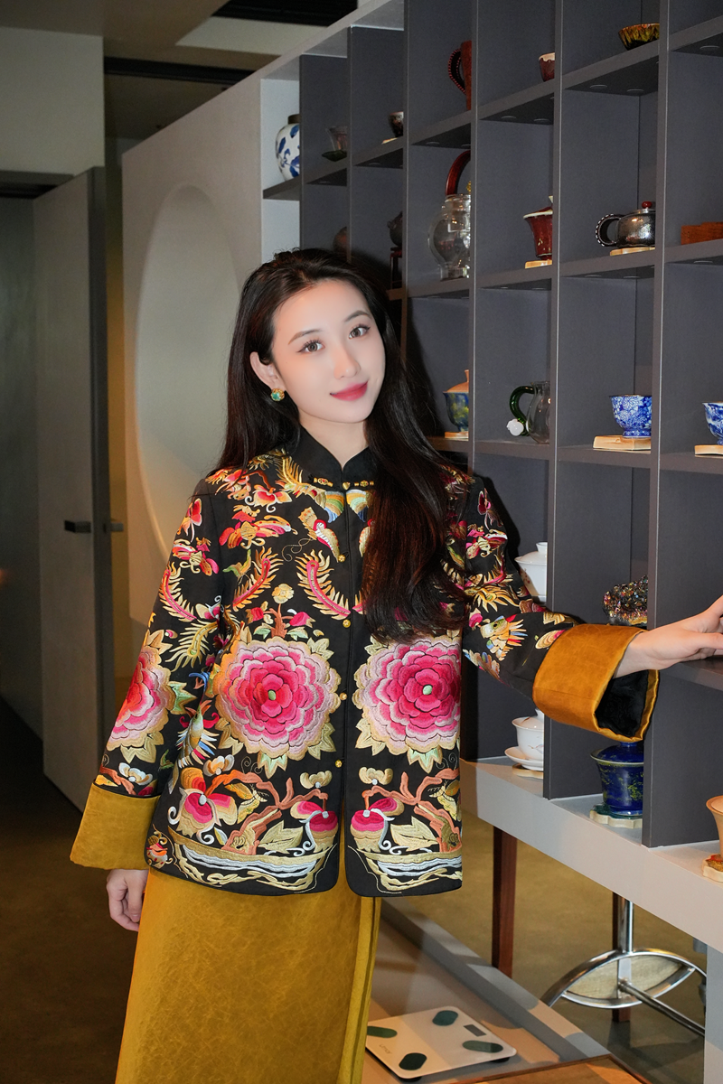 蓝大【玉泉】桑蚕丝刺绣外套6320