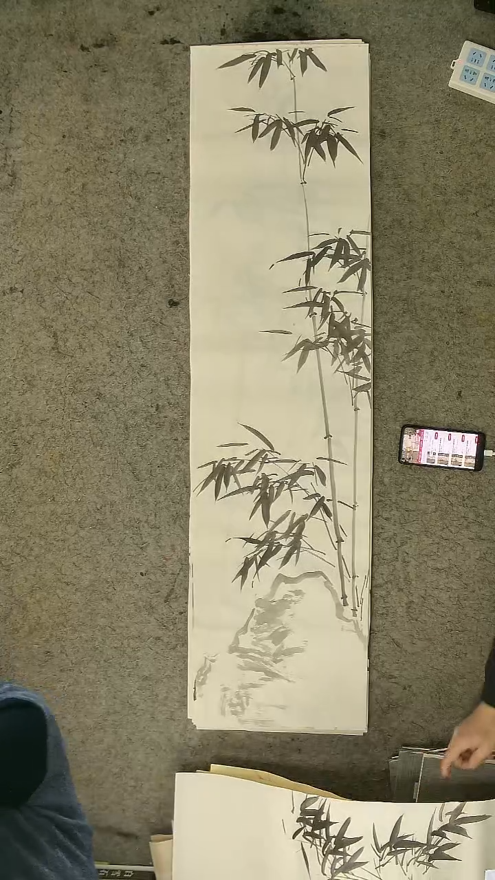 国画四尺对开  墨竹条屏 34*138cm