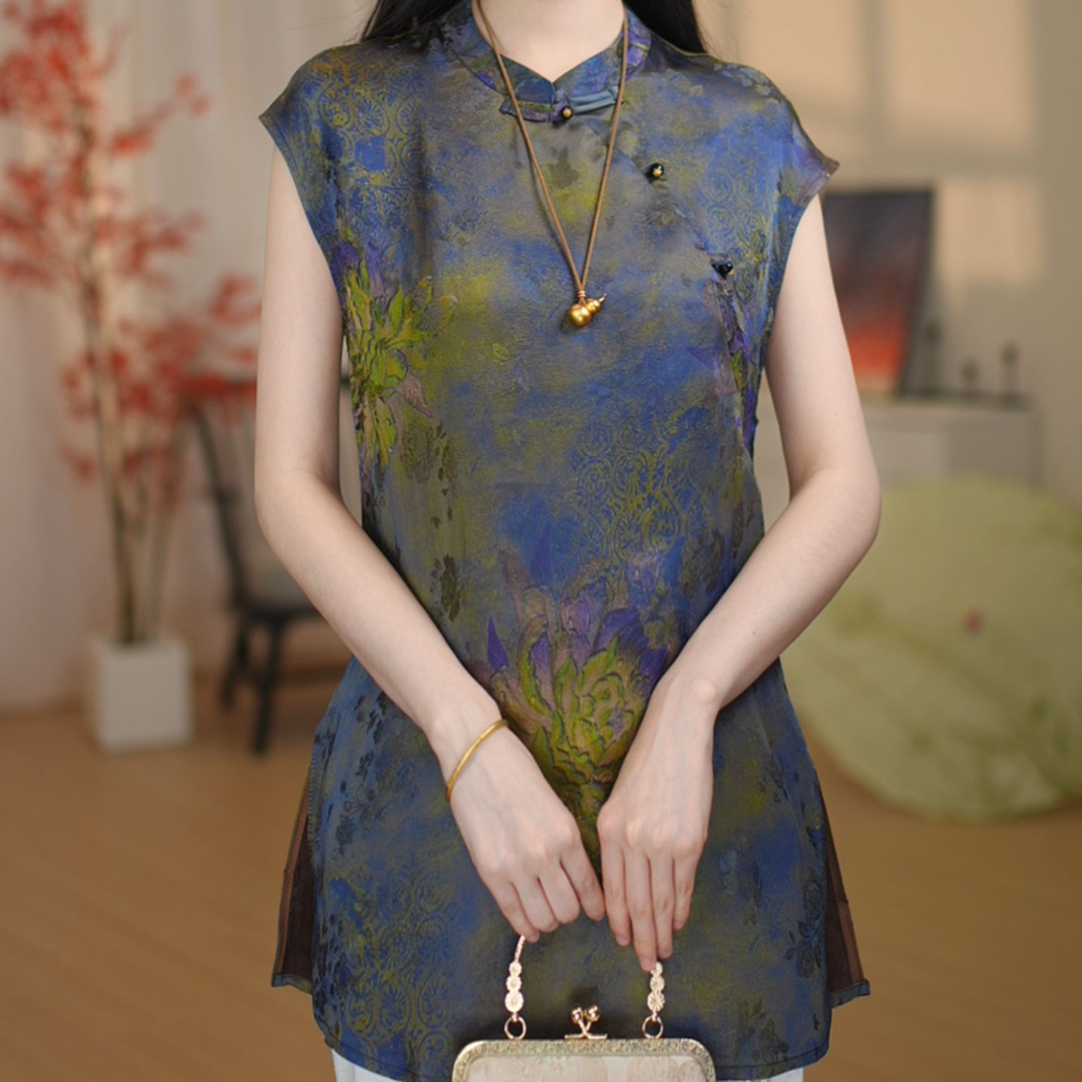 【1701-青岚】2026早春新款新中式国风宽松小衫飞袖上衣-园园