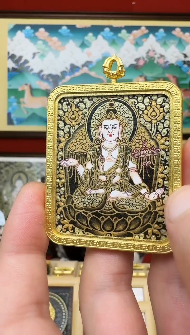 吊坠大势-热贡纯手绘唐卡吊坠