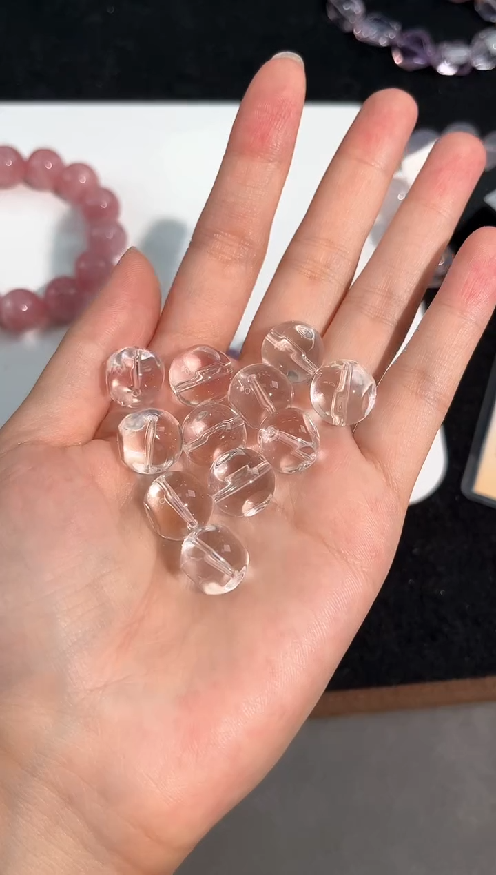 水晶手链未镶嵌31号白水方有度单颗配件12mm