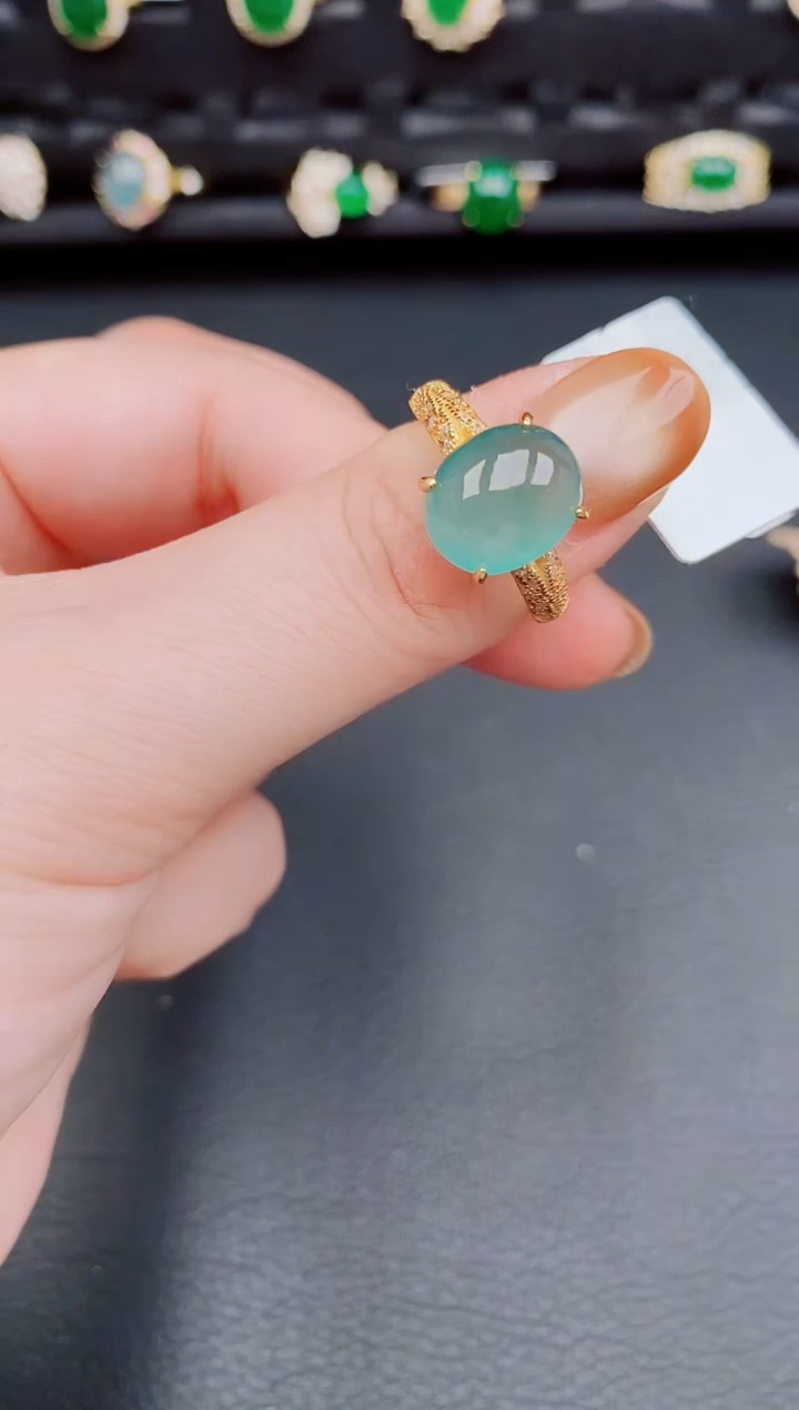 【闪购商品】翡翠戒指银S925镶嵌天然a货翡翠259