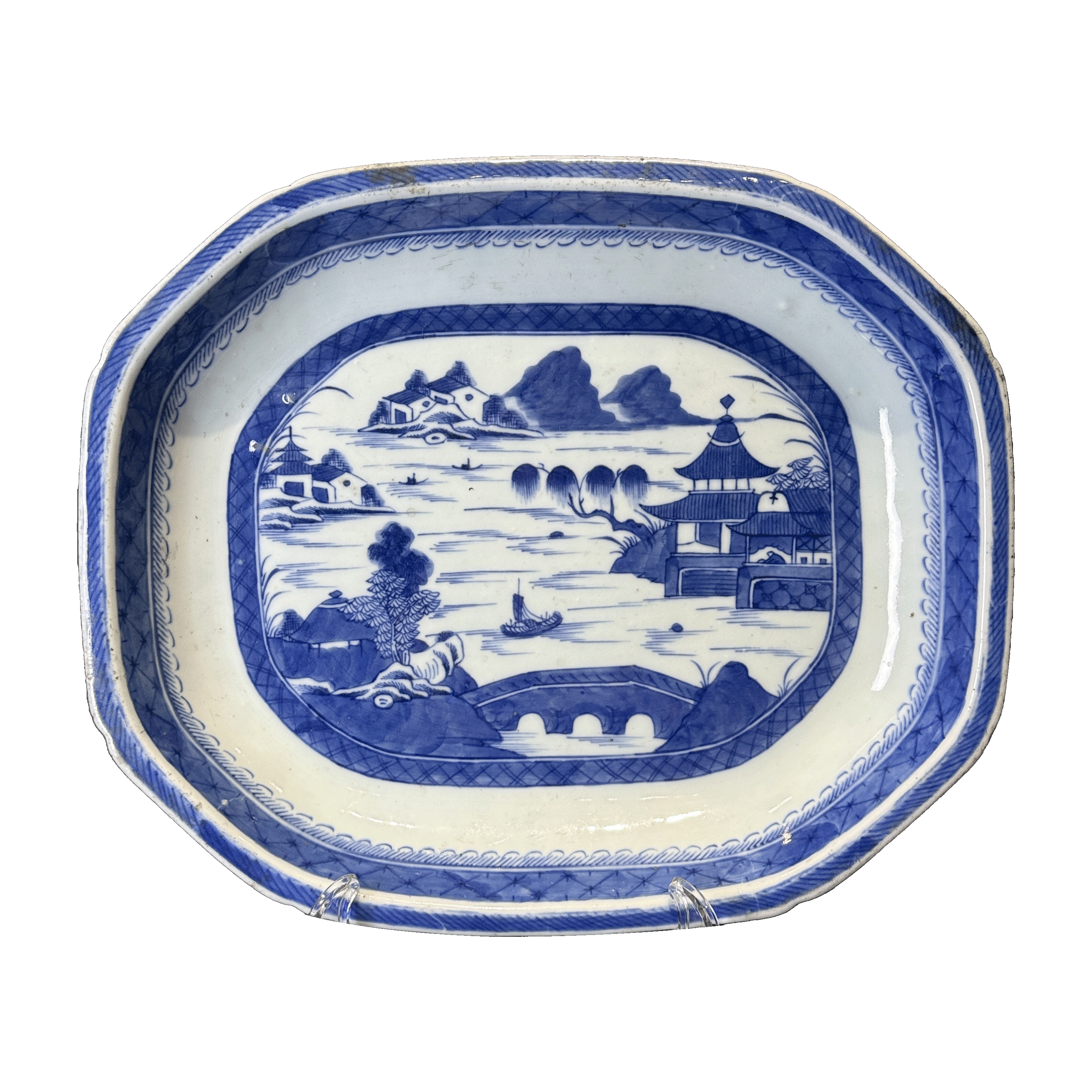 25029090t青花山水楼阁盘