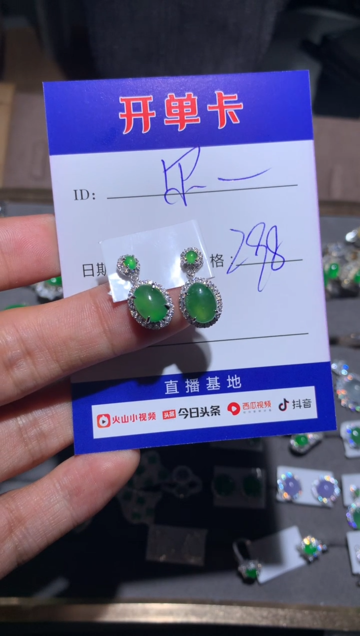 【闪购商品】翡翠耳饰银S925镶嵌定向 尔雅