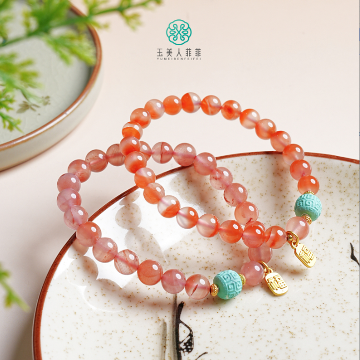 HD石惑珠宝·南红单圈圆珠手串约7mm+^多样性发一