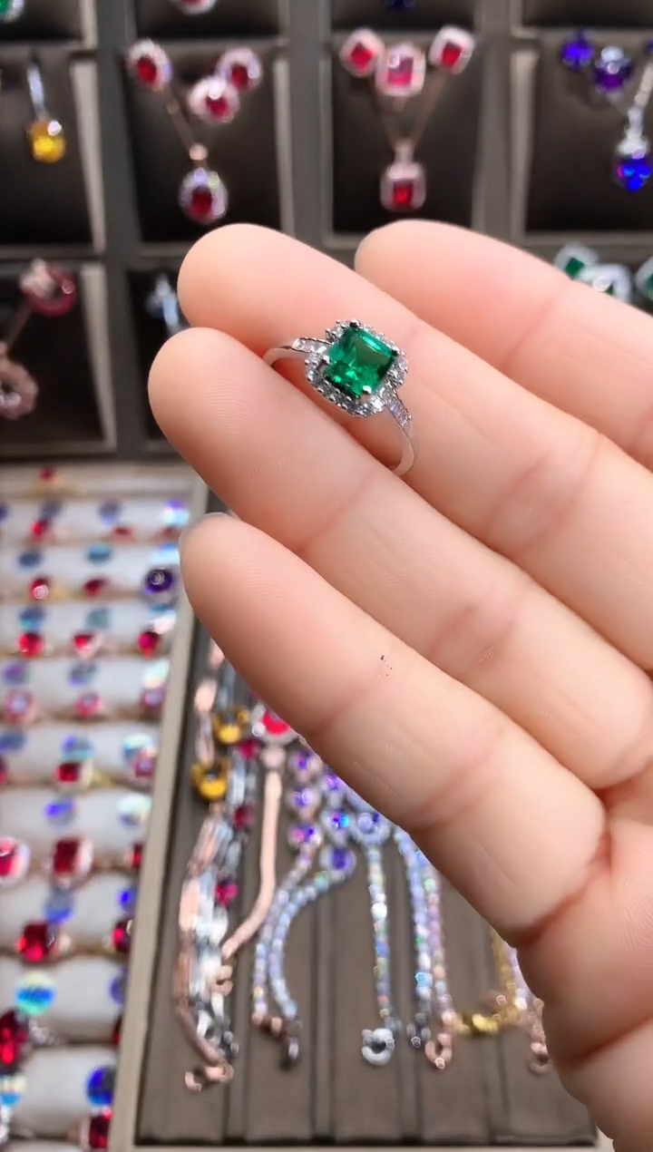 【闪购商品】透辉石戒指银S925镶嵌银色6