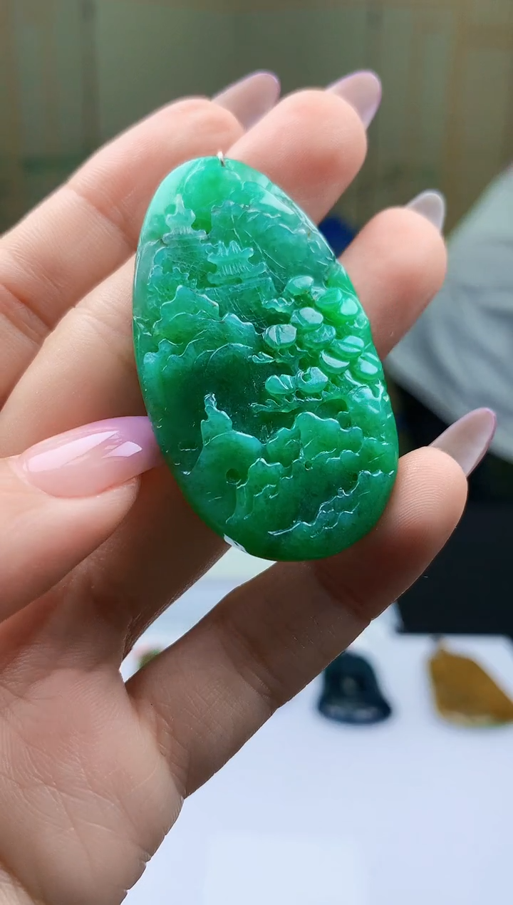 【闪购商品】定制翡翠未镶嵌4812ty-毛货挂件57