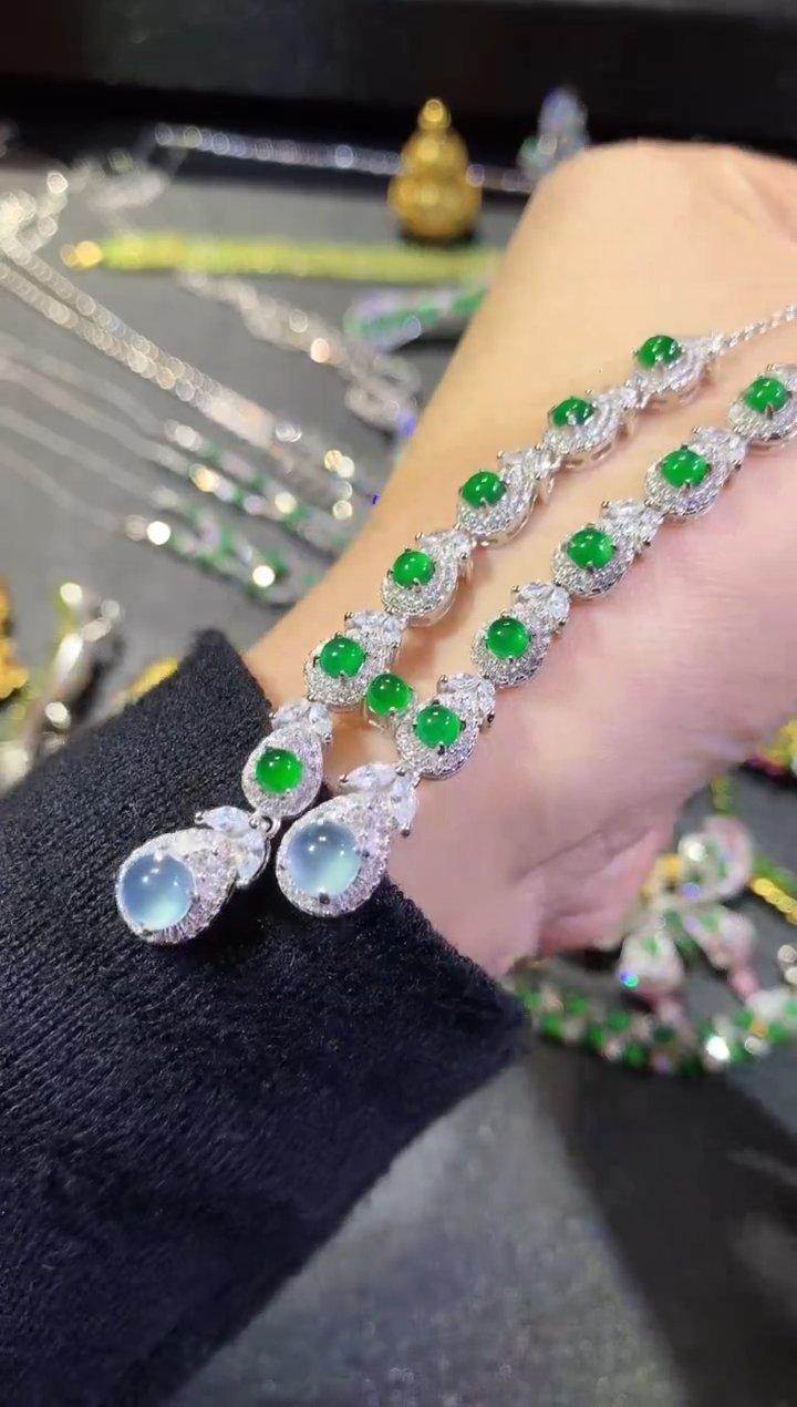 【闪购商品】翡翠颈饰银S925镶嵌192套链