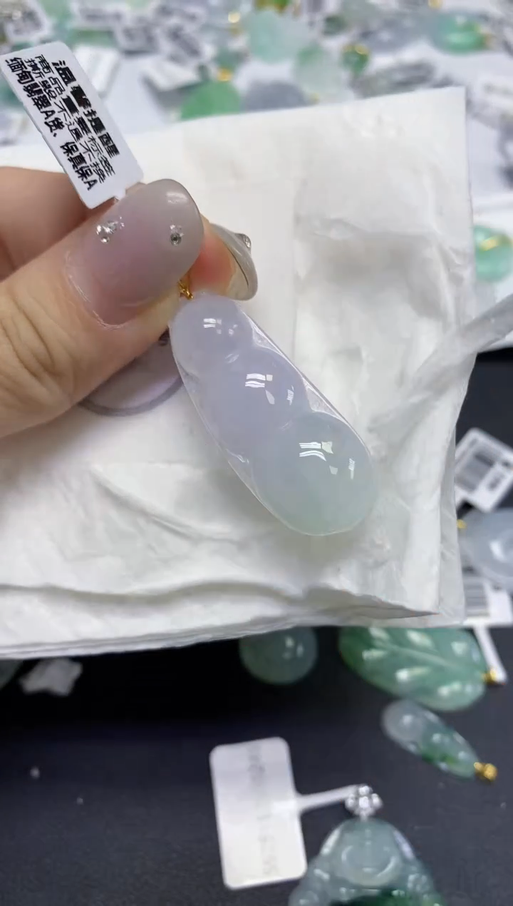 颈饰18K金镶嵌翡翠天然缅甸翡翠A货百元以上9元证书费自理