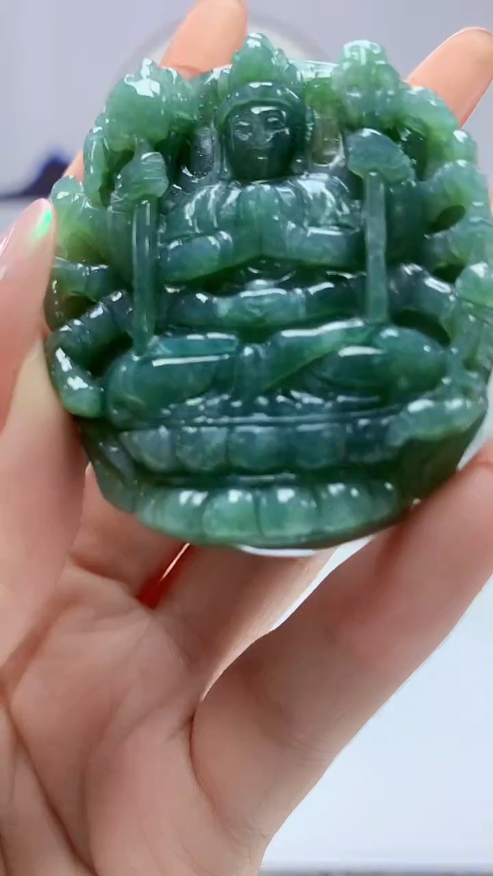 【闪购商品】定制翡翠未镶嵌4852DD-毛货挂件观音16