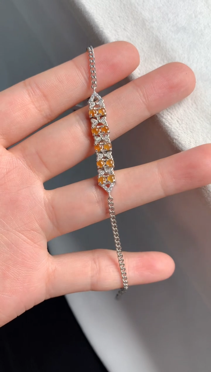 【闪购商品】翡翠手链银S925镶嵌3号