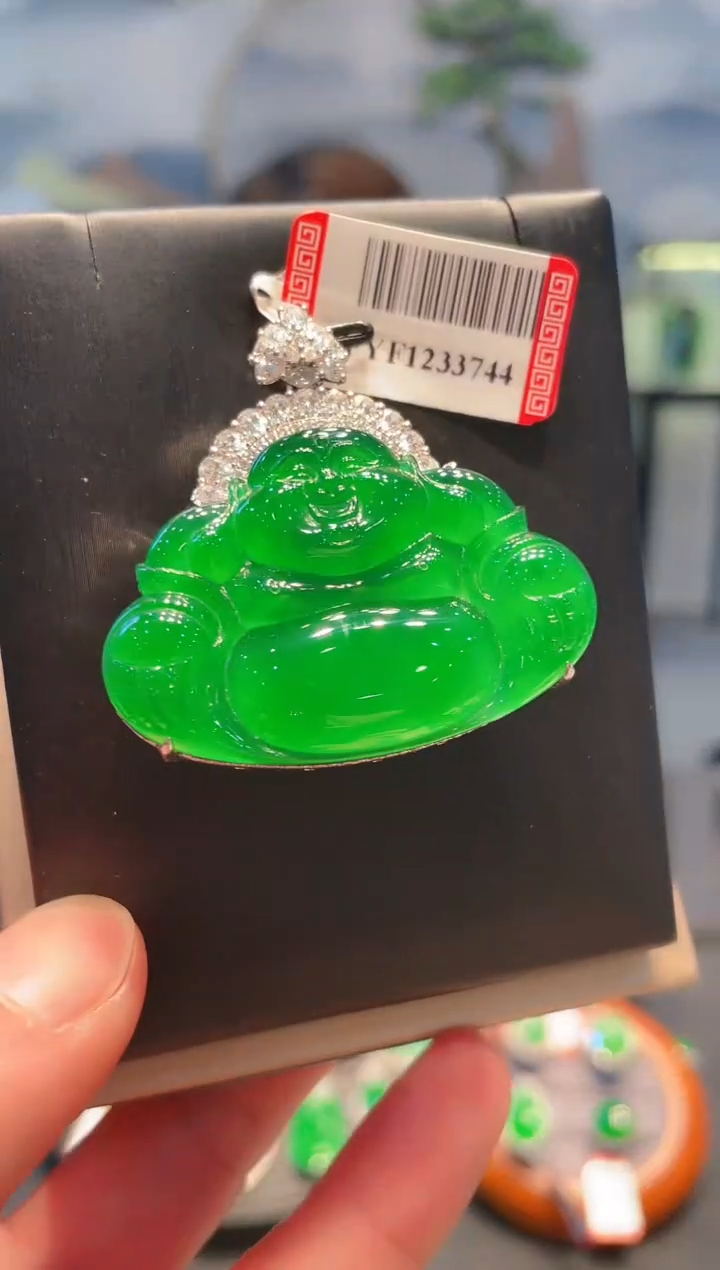 【闪购商品】翡翠颈饰18K金镶嵌A89天然A货翡翠