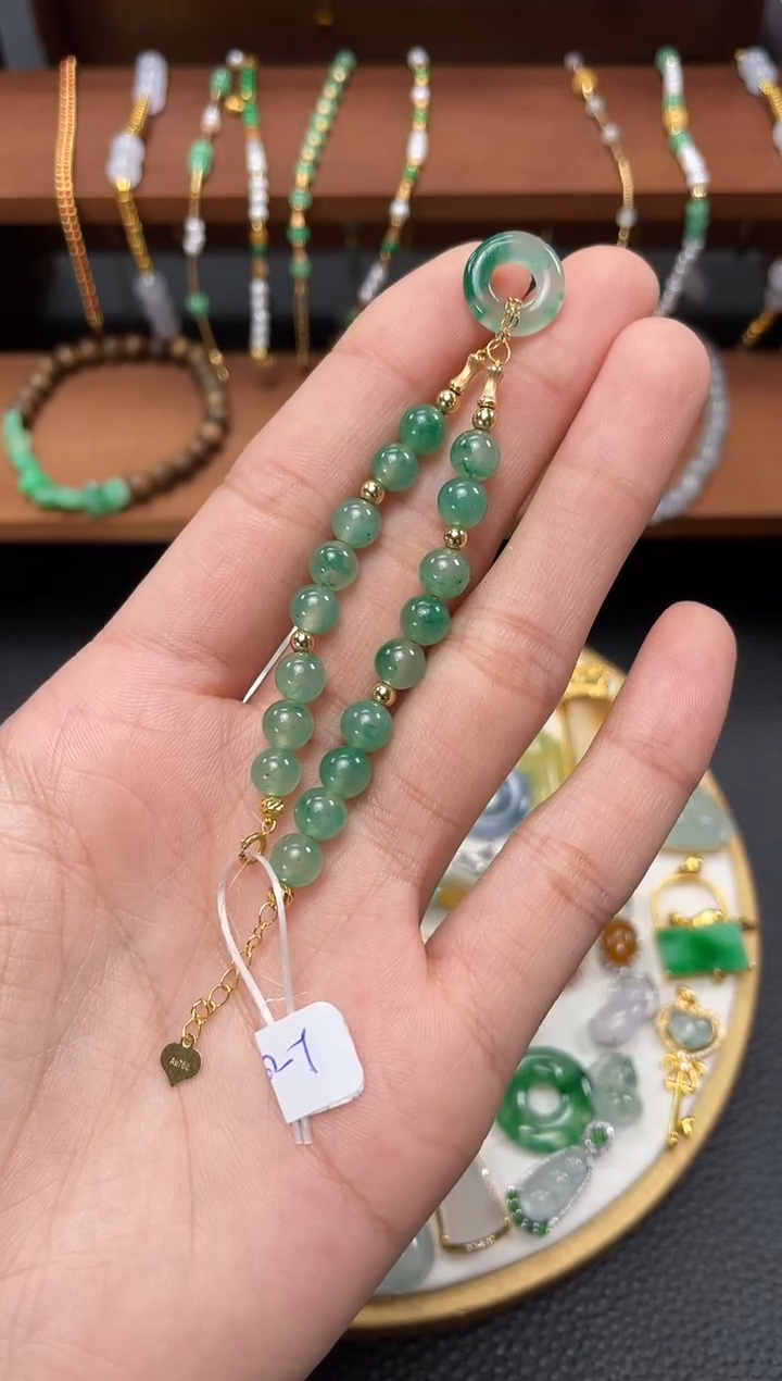 【闪购商品】石英质玉套链18K金镶嵌一个 JK660