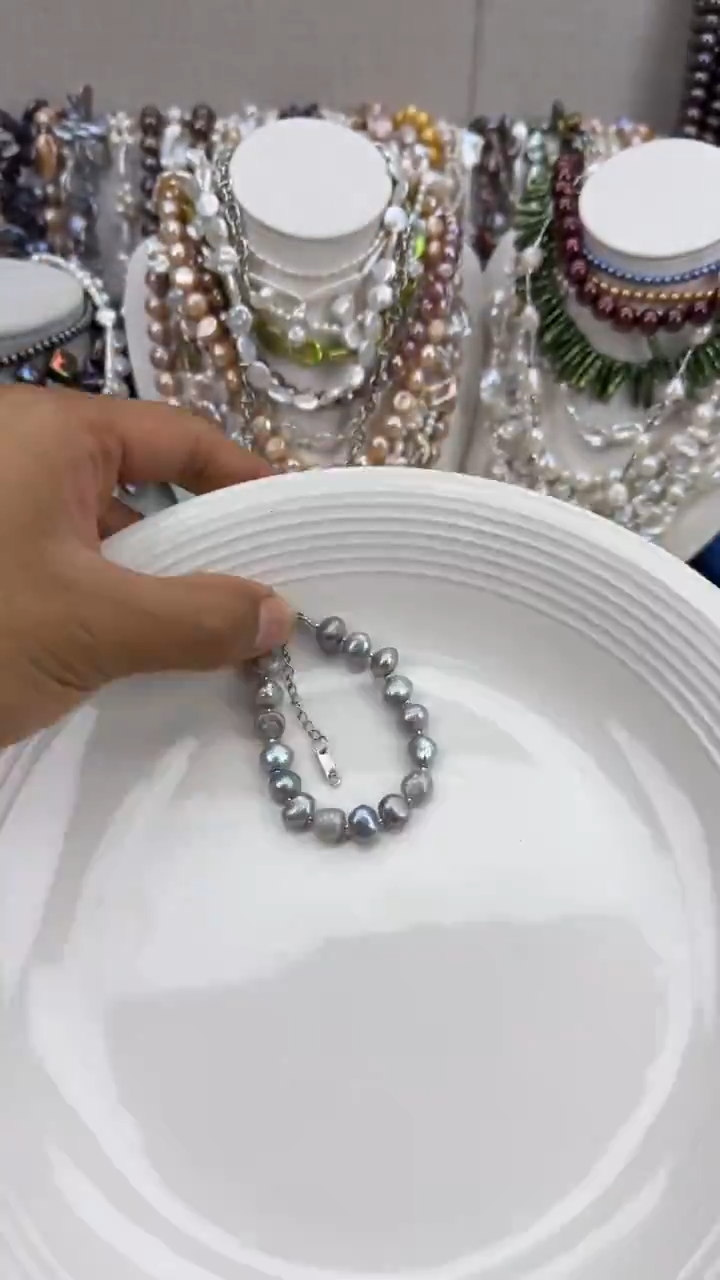 颈饰银S925镀金镶嵌淡水珍珠1