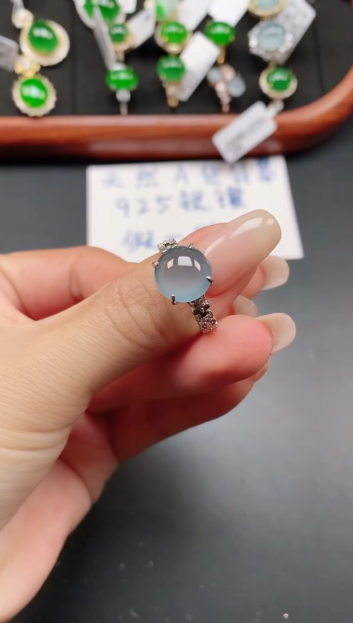 银S925镶嵌戒指翡翠1