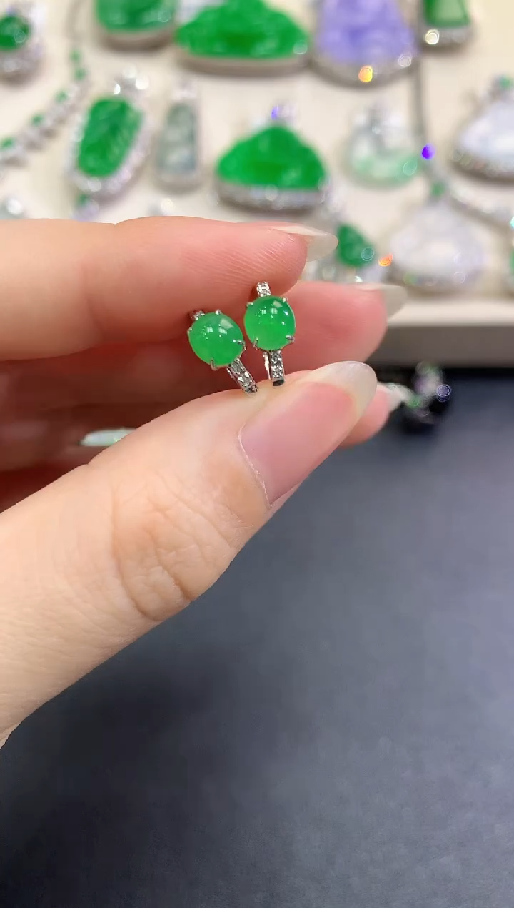 【闪购商品】翡翠耳饰18K金镶嵌B102   多样性一件发货