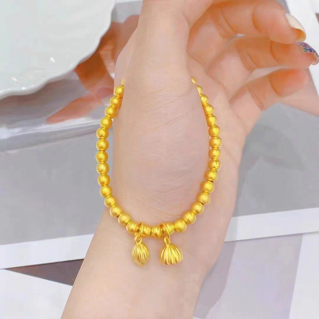 千茗珠宝 足金手串 6MM古法金珠（送两世欢）