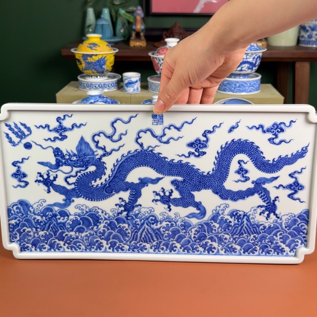 【闪购商品】杯望月怀古海水龙纹干泡台。