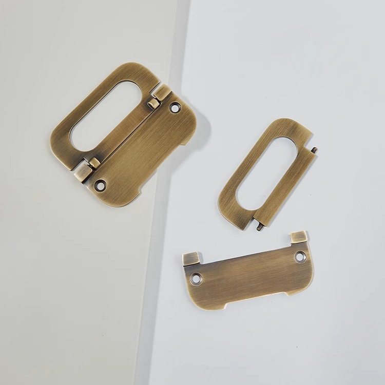 宝珀新中式黄古铜色免打孔小拉手复古抽屉暗装拉手衣柜隐形门把手