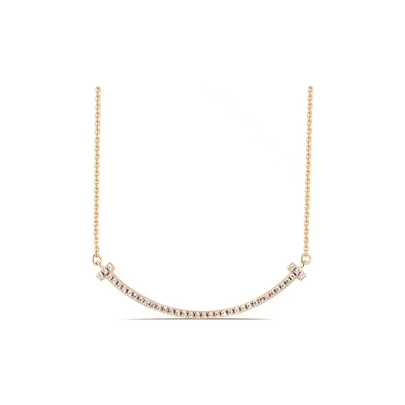 链子925银合成锆石 微笑小号镶嵌项链 ZH-B328/B327