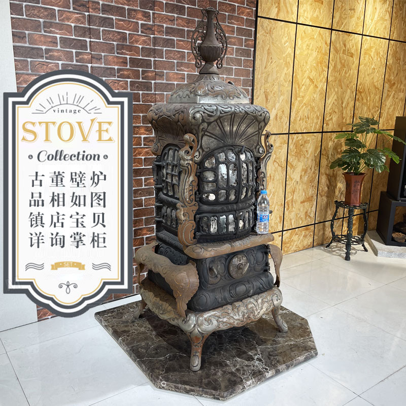 百年古董火炉欧式真火燃木壁炉家用别墅民宿铸铁装饰烤火烧柴暖炉