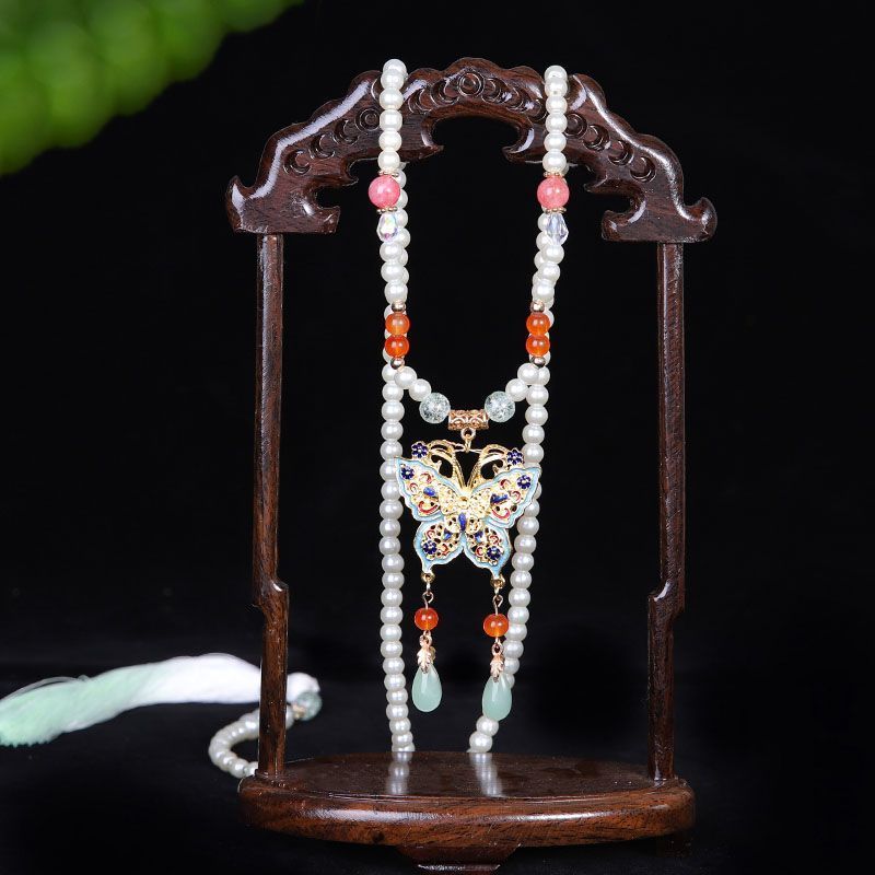 铁合金亚克力项链 明制汉服配饰背云流苏长个性复古软璎珞中国风