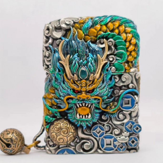 ZIPPO重甲龙腾四海官方正品防风打火机男士高档礼物礼品-DY9802TJ