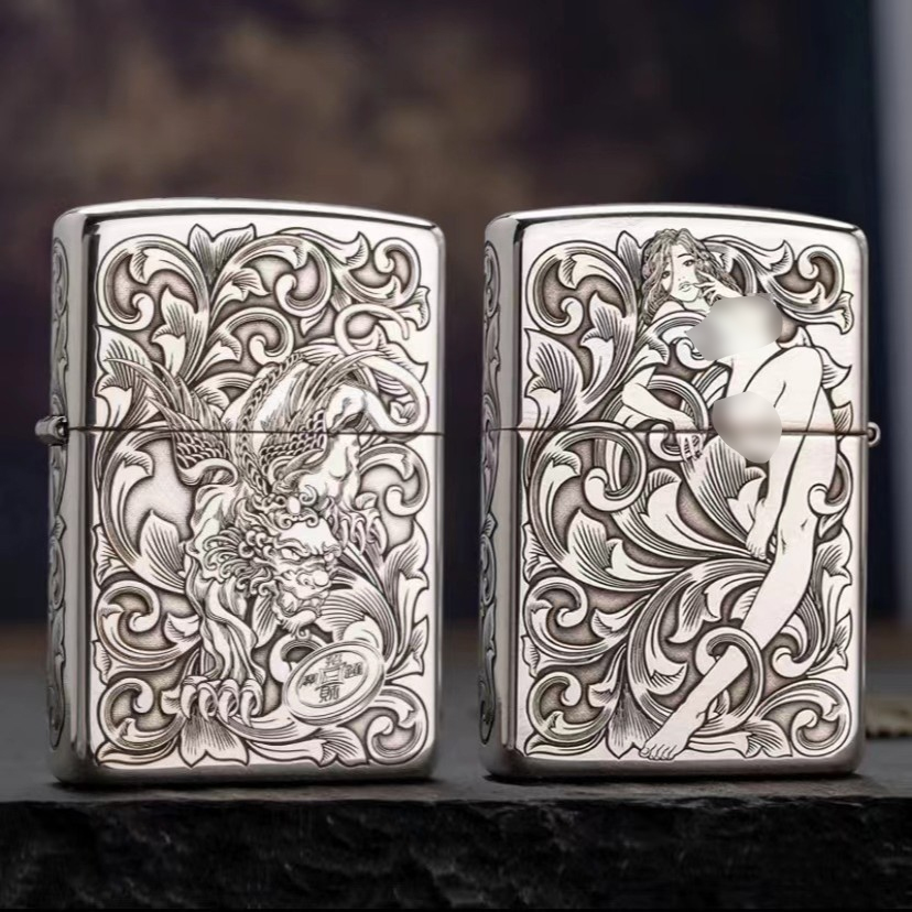 ZIPPO/之宝蚊版财色双收925银纯银-高档款正品防风打火机DY9818DK