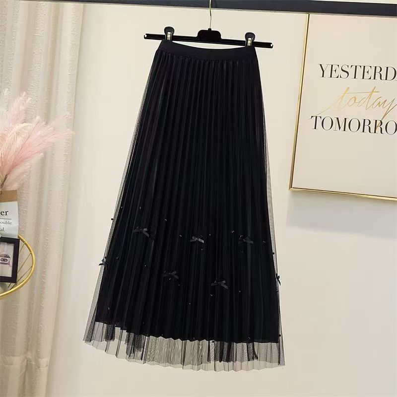 221黑色蝴蝶结 飘逸半身裙（剪标款）