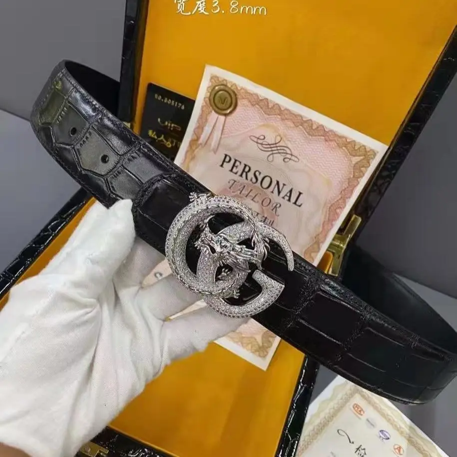 【JDKJ】潮品时尚男士真皮鳄鱼纹皮带高档潮轻奢商务龙头腰带Y001