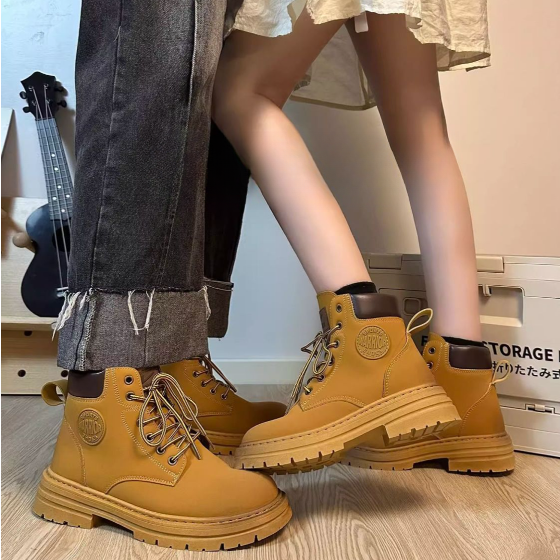 回力情侣马丁靴女秋季2025百搭小众网红百搭短靴厚底户外工装靴
