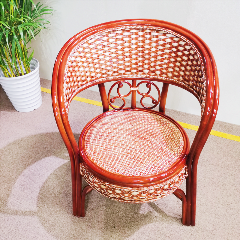 天然真藤休闲椅家用客厅户外阳台庭院实木藤编单人小滕椅简约围椅