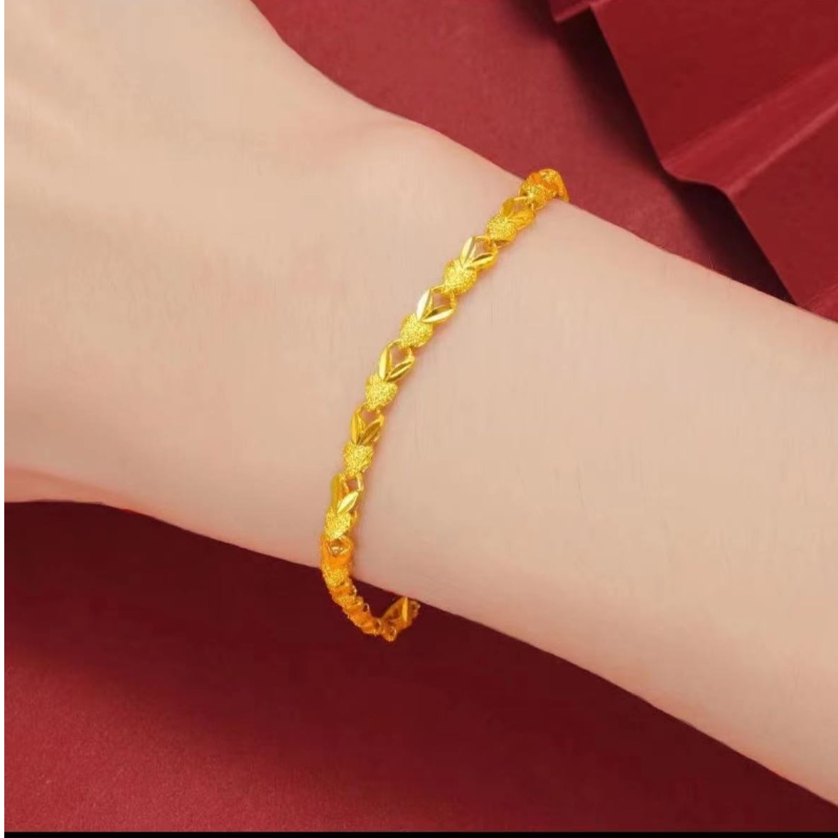 铜合金手链 金色麦穗手链时尚大气百搭女士简约精致磨砂女款气质