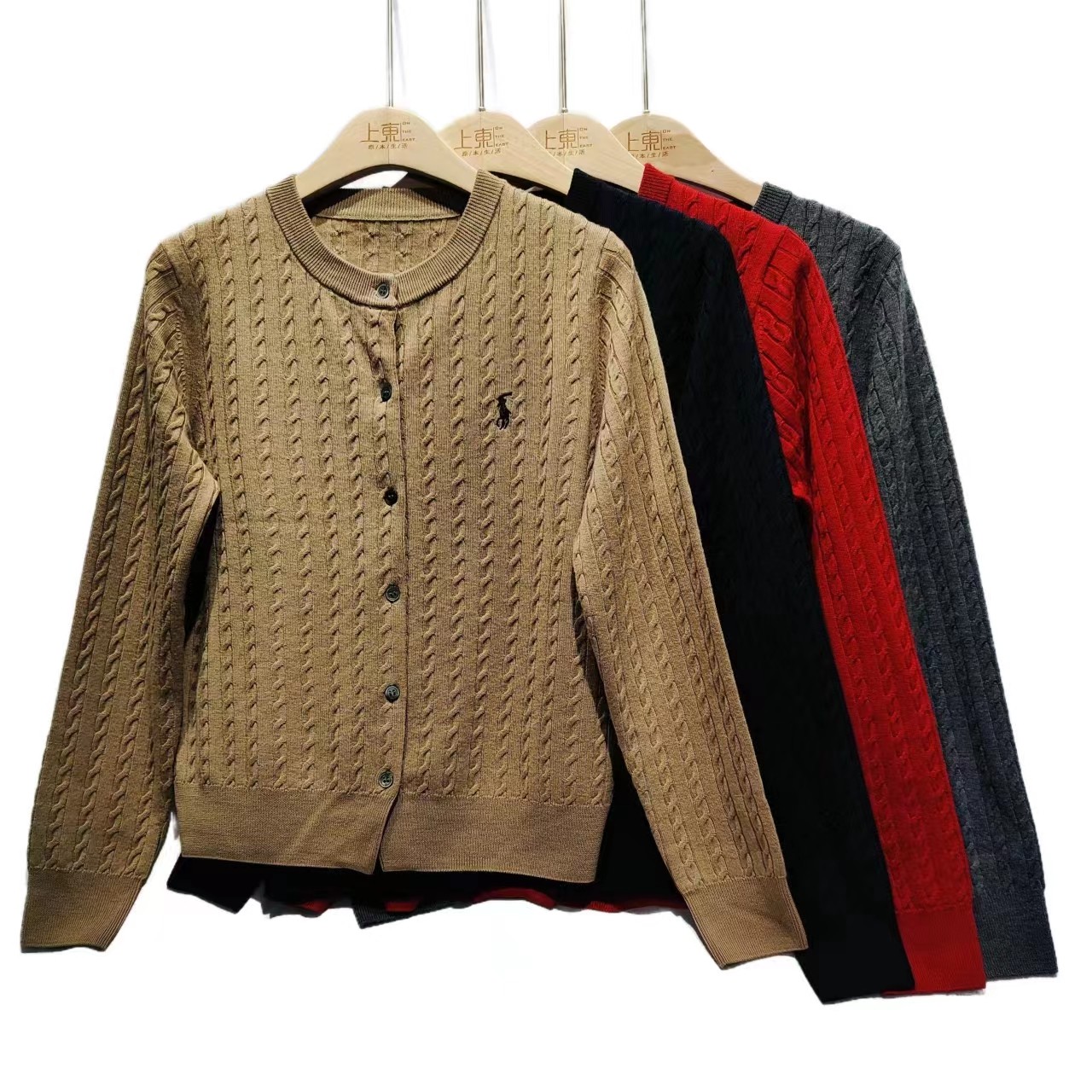 美丽诺羊毛精仿双股纱线加密加厚春秋冬款针织开衫女装时尚休闲