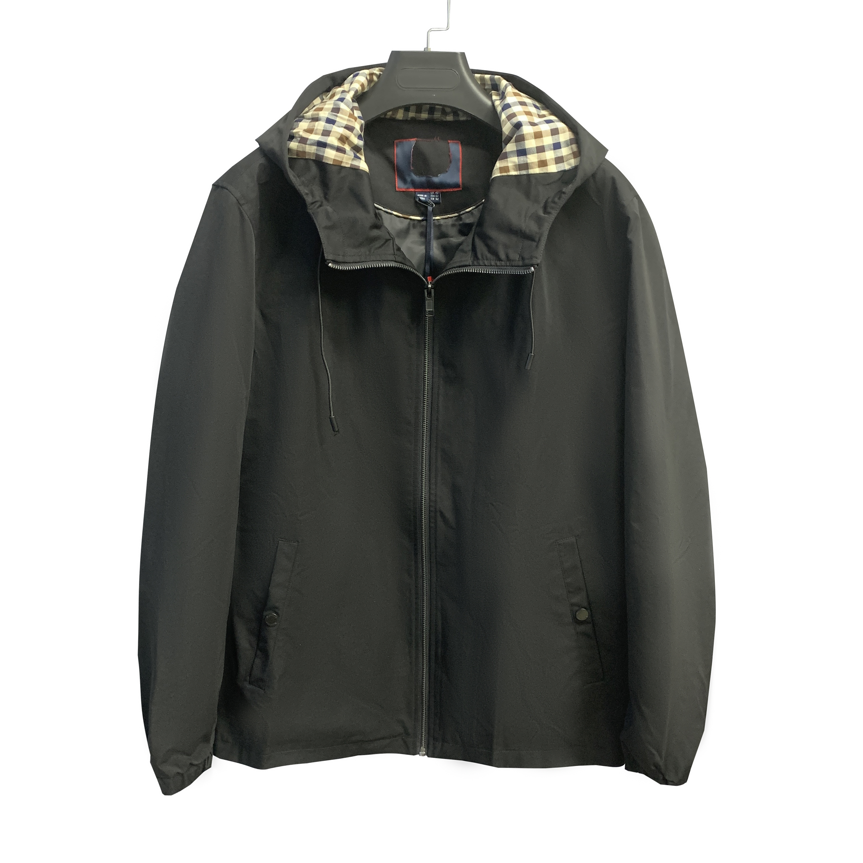 AQ-雅家【商场柜货】黑色四季薄款连帽男士轻奢中长款夹克外套AQ002